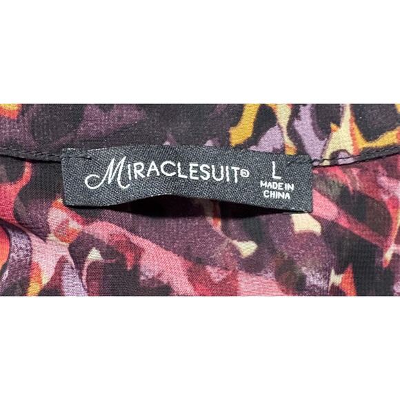 Miraclesuit‎ Womens Large Coverup V Neck Colorful Pink Purple Sheer Resort - Picture 7 of 11